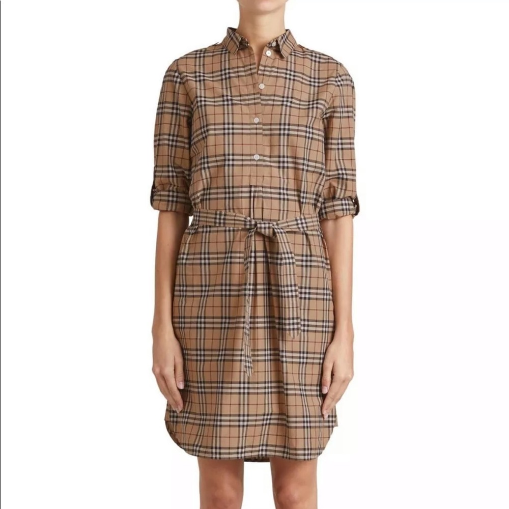 Burberry Kelsy Cotton Check Shirtdress Size 8 42